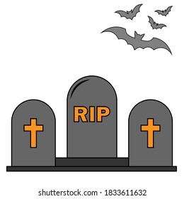 Simple illustration of grave icon Concept for Halloween day
