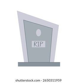 A simple illustration of a gray gravestone. Halloween element.