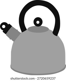 A Simple Illustration of a Gray Tea Kettle with a Black Handle and Spout, Ideal for Kitchen or Beverage-Related Graphics