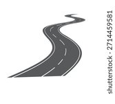 A simple illustration of a gray winding road curving from the bottom left to the top right