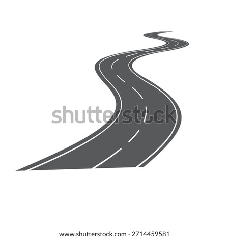 A simple illustration of a gray winding road curving from the bottom left to the top right