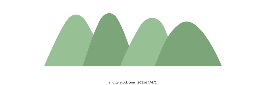 A simple illustration of green hills in a serene landscape. These smooth hills create a peaceful natural background. The flat design captures the essence of nature, ideal for eco themes.