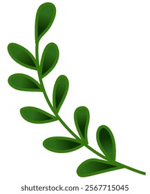 simple illustration of a green leafy branch with multiple oval-shaped leaves arranged alternately along the stem.