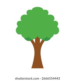 Ilustração simples de uma árvore verde sobre fundo branco