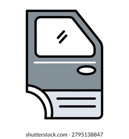 Simple illustration of a grey car door with a window and handle