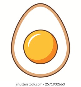 Simple Illustration of a Halved Egg with Yolk