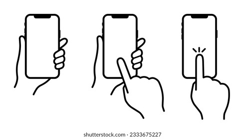 Simple illustration of a hand operating a smartphone