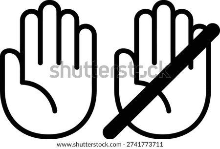 Simple illustration of a hand signal indicating stop or refusal.