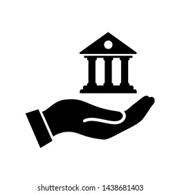 simple illustration of a hand that offer services from a trusted bank loan