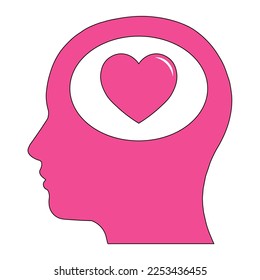 Simple ilustración de la cabeza con icono del corazón para el Día de San Valentín