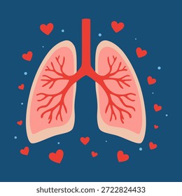 Ilustración simple de pulmones sanos con fondo simple