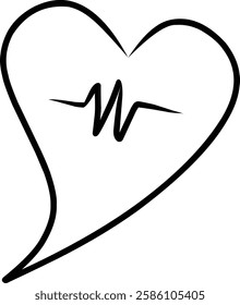 A simple illustration of a heart shape with an embedded ECG waveform, symbolizing love and health.