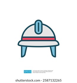 A simple illustration of a helmet, featuring a gray body with a red stripe and blue accents, suggesting a protective gear design.