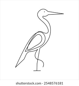 Simple illustration of Heron bird vector continuous one line art design
