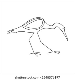 Simple illustration of Heron bird vector continuous one line art design
