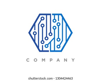 Simple illustration hexagon techno.
