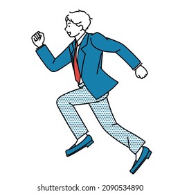 It is a simple illustration of a high school boy or a junior high school boy running in uniform.Vector data that is easy to edit.