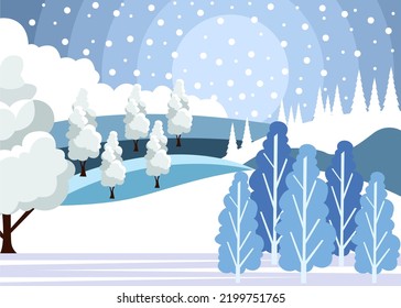 Einfache Illustration von Hill View in der Wintersaison. Wintersaison mit Schnee-Hintergrund-Illustration