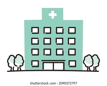 simple illustration of hospital in the street