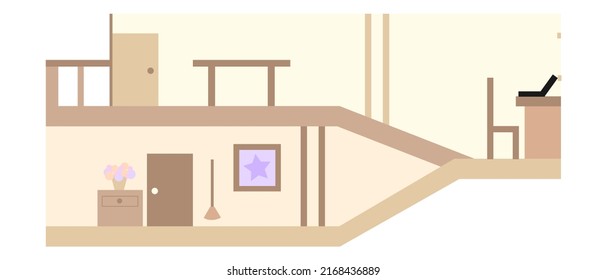 Simple Illustration of a House Interior, Two floor