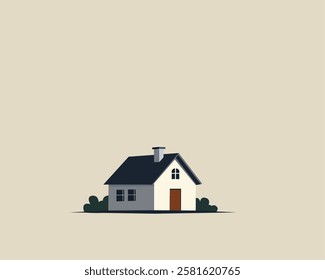 Simple illustration of a house with minimalist design on a plain background, a common symbol for property, residence, or household concept