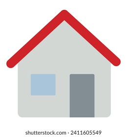Simple illustration of a house with a red roof and a grey body