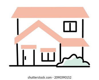 simple illustration of house in town