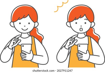It is a simple illustration of a housewife.Vector data that is easy to edit.