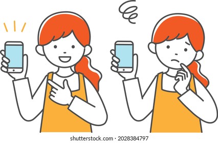 It is a simple illustration of a housewife.Vector data that is easy to edit.