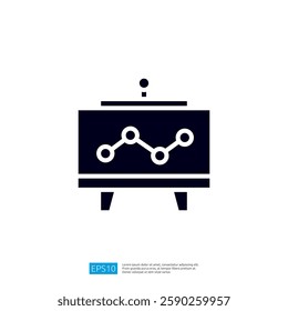 A simple illustration icon of a chart displayed on a stand, representing data analysis or presentation.
