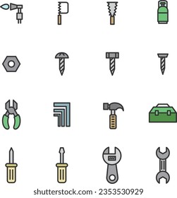 Simple illustration icon set related to color tools