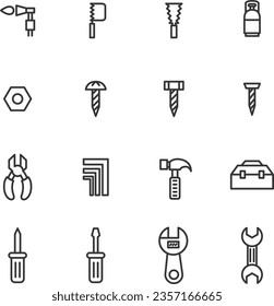 Simple illustration icon set related to line drawing tools