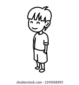 Simple illustration or icon of standing and smiling kids