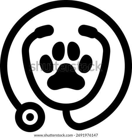 A simple illustration icon of a stethoscope for a veterinary clinic