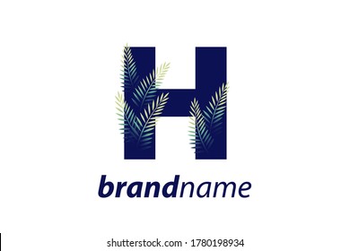 Simple illustration initial H combine with leaf.