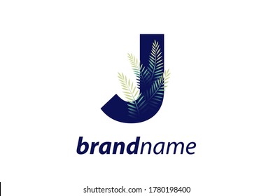 Simple illustration initial J combine with leaf.