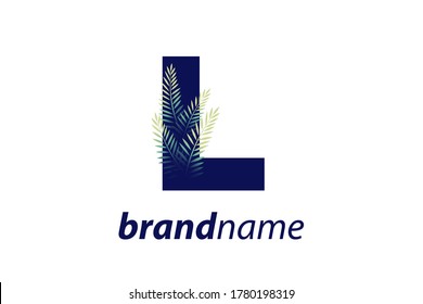 Simple illustration initial L combine with leaf.
