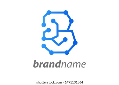 Simple illustration initial logo letter B combining with circuit icon.