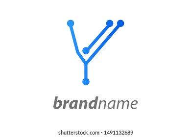 Simple illustration initial logo letter Y combining with circuit icon.