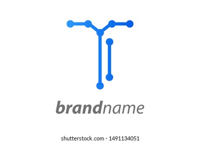 Simple illustration initial logo letter T combining with circuit icon.