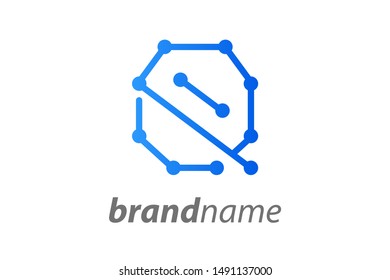 Simple illustration initial logo letter Q combining with circuit icon.