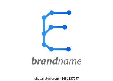 Simple illustration initial logo letter E combining with circuit icon.