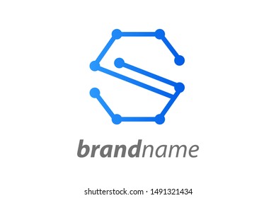 Simple illustration initial logo letter S combining with circuit icon.