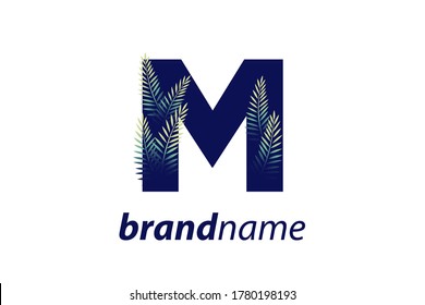 Simple illustration initial M combine with leaf.