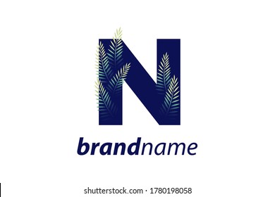 Simple illustration initial N combine with leaf.