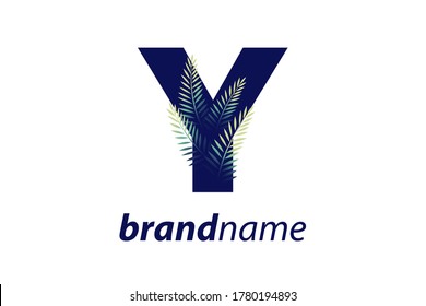 Simple illustration initial Y combine with leaf.