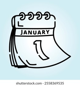 A simple illustration of a January calendar showing the first day of the year. Perfect for New Year's greetings and planning.