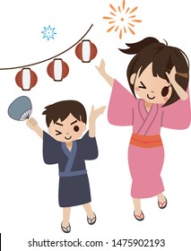 Simple illustration of Japanese summer festival