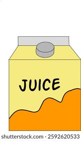 A simple illustration of a juice carton with a yellow and orange color scheme