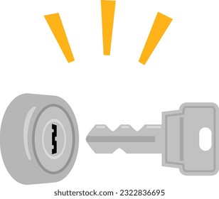 Simple illustration of a keyhole and a key